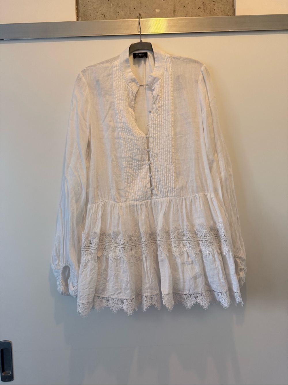 White Lace-Trim Bardot Dress